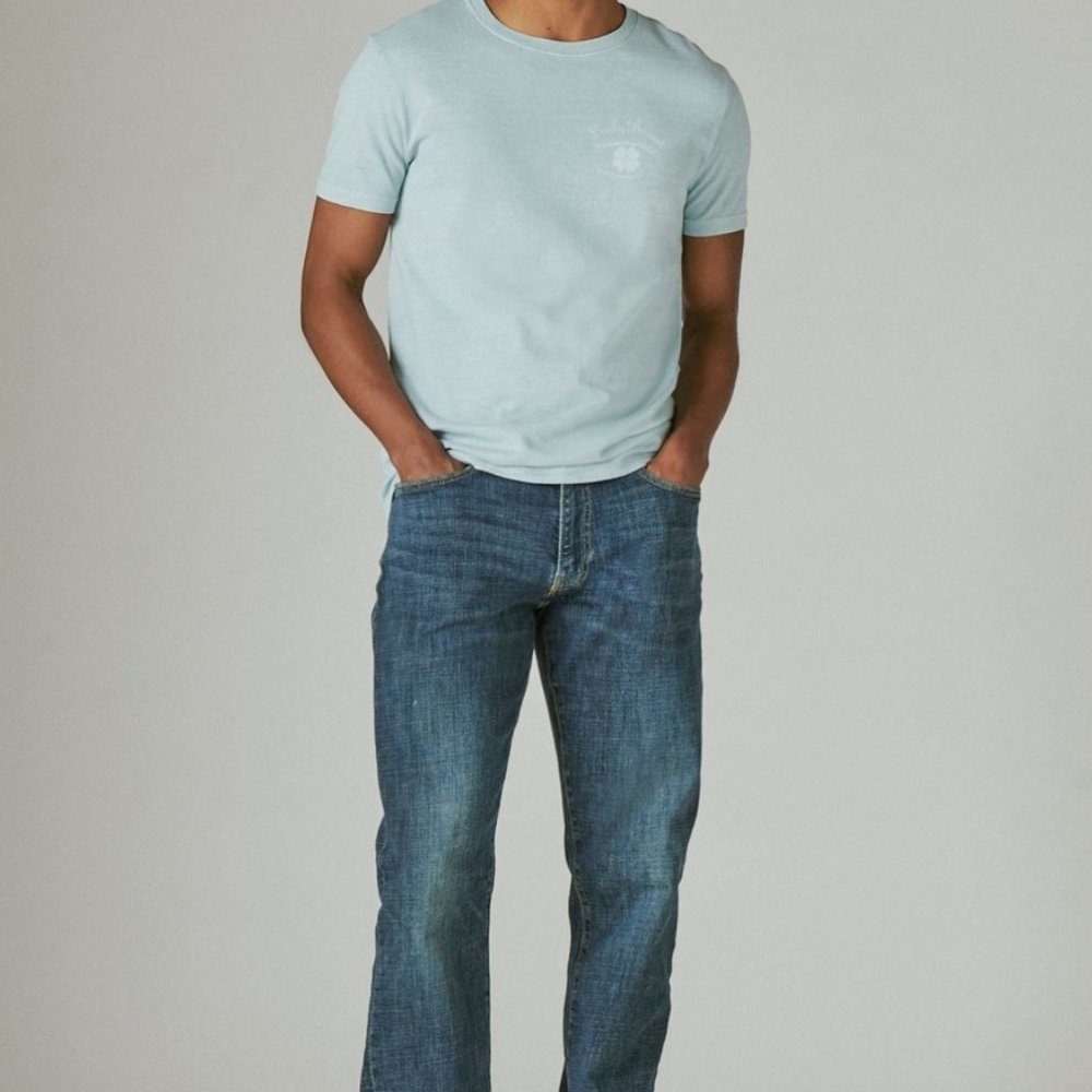 Lucky Brand Men's 36/34 Athletic 121 Slim Stretch Blue Denim Medium Wash Jeans